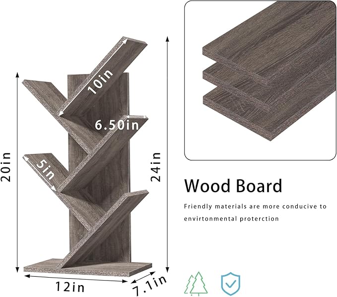 5 Tier Tree Book Shelf, Small Desktop Bookshelf - Image 3