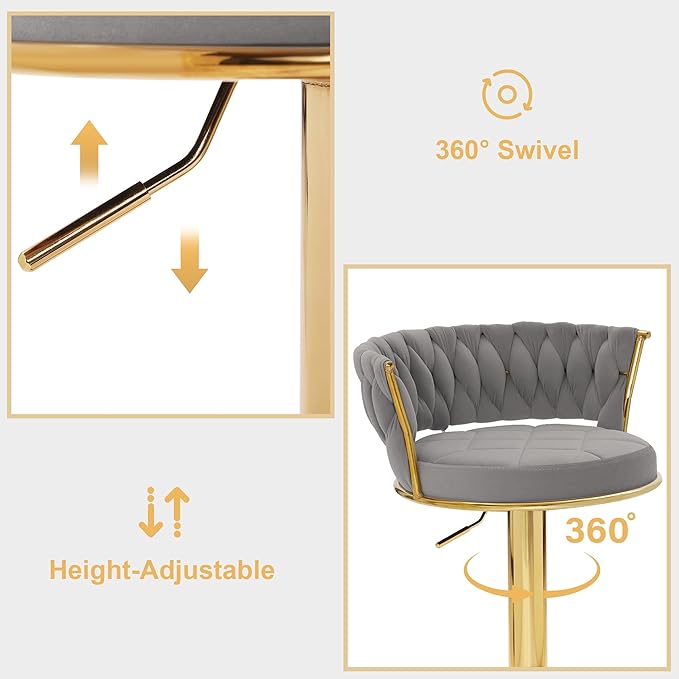 VECELO Bar Stools Set of 4, Adjustable Barstools Counter Height Stools - Image 5