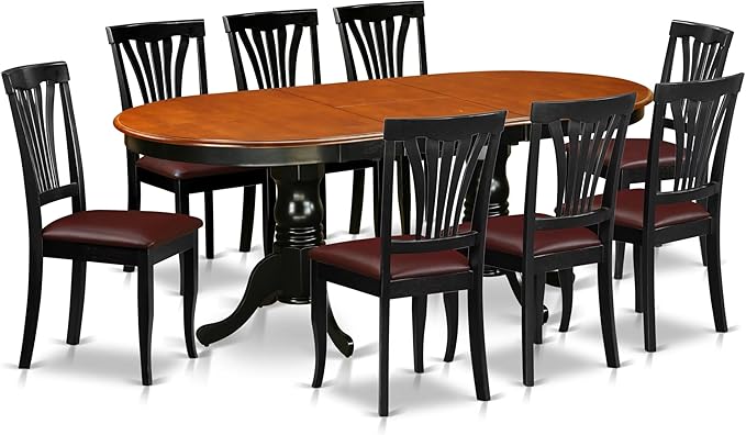 East West Furniture PLAV9-BCH-LC 9 Piece Dining Room Table Set Includes an Oval by EastWestFurniture