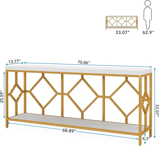 Tribesigns 71 Inch Extra Long Sofa Table, Narrow Long Sofa Console Tables - Image 2