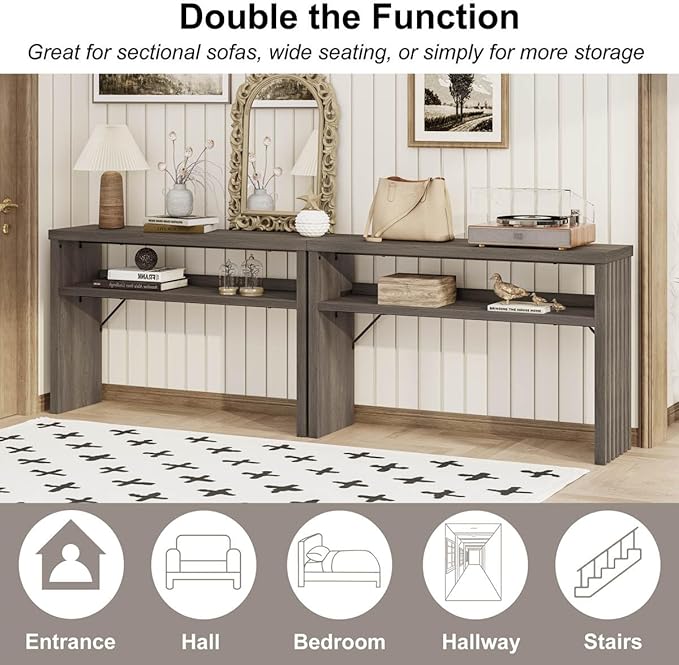 BON AUGURE Sofa Console Table, Wood Entryway Table, Modern Narrow Hallway Tables - Image 6