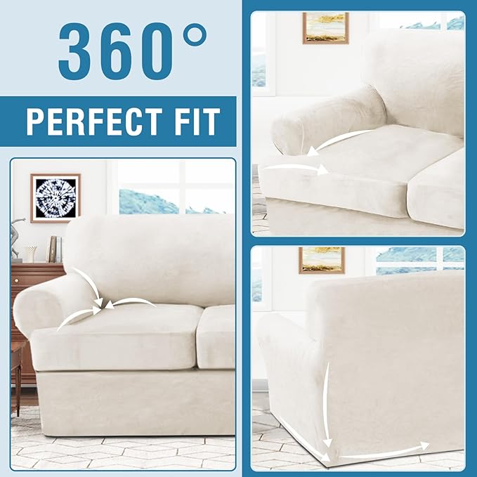H.VERSAILTEX Sofa Cover 3 Piece T Cushion Loveseat Slipcovers Thick Velvet - Image 7