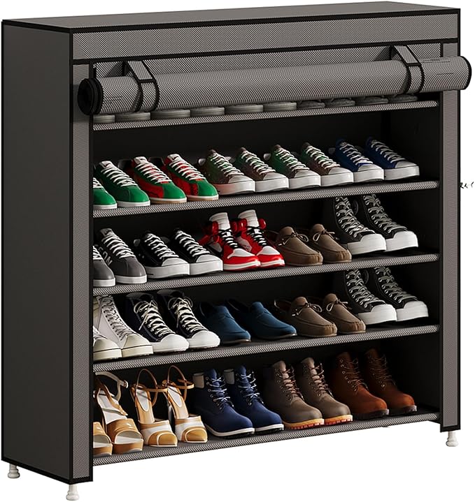 Calmootey 5 Tier Shoe Rack Organizer to Hold 25 Pairs, Portable Shoe Shelf by Calmootey