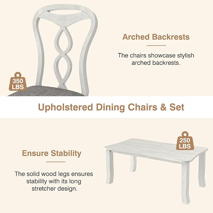 7-Piece Solid Wood Dining Table Set - Image 4