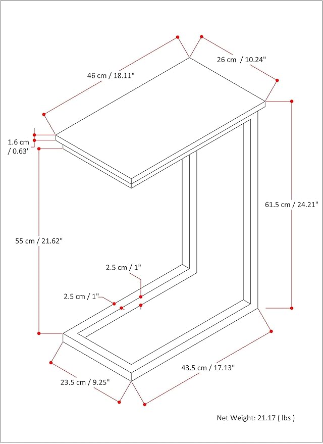 SIMPLIHOME Skyler 18-inch Wide Metal Table in White/Black, C-Shaped - Image 9