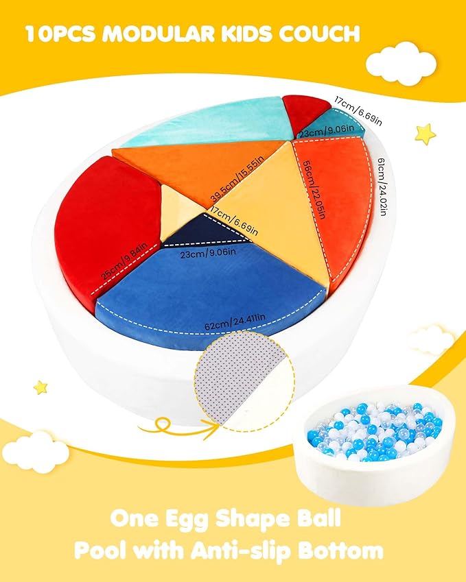 Kids Play Couch, 2-in-1 Egg-Shape Kid Plays Sofa - Image 6