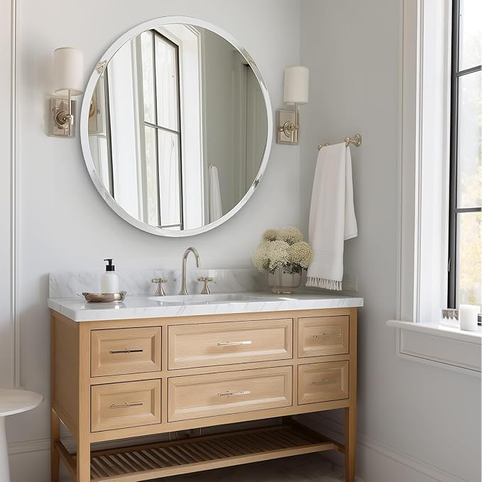 KOHROS Round Bathroom Mirror 32" x 32" Large Circle Mirror - Image 6
