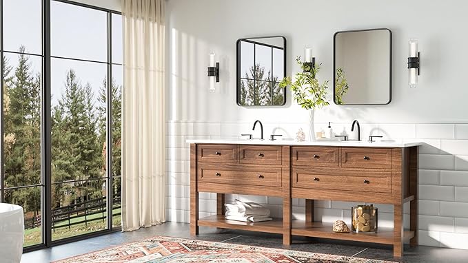 TETOTE Black Mirror 16 x 20 Matte Black Metal Framed Bathroom Mirror, Tempered - Image 8