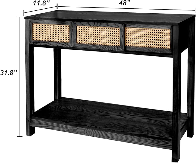 ZYBT Long Console Table, Rattan Entry Table, Console Tables - Image 3