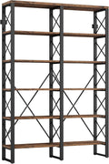 IRONCK Bookshelf Double Wide 6-Tier 76" H, Open Large Bookcase, Industrial by IRONCK