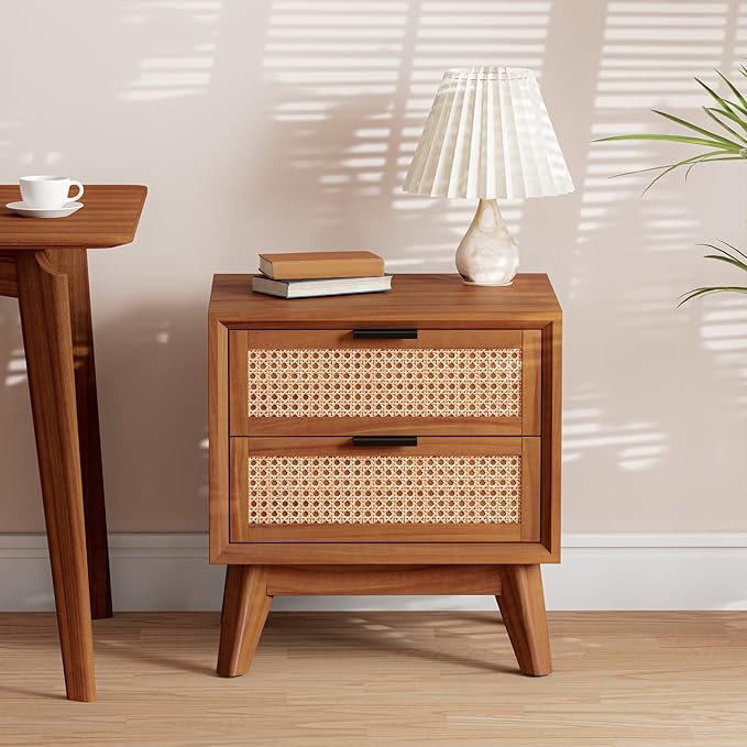 Bme Jasper Deluxe Solid Wood Rattan Nightstand Fully Assembled - Image 6