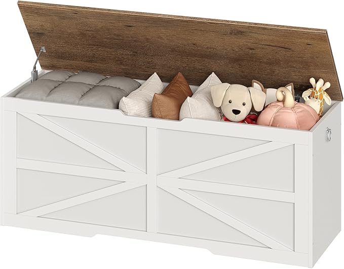 Storage Chest, 47.2" Wooden Storage Trunk, Modern Storage Bench - Image 9