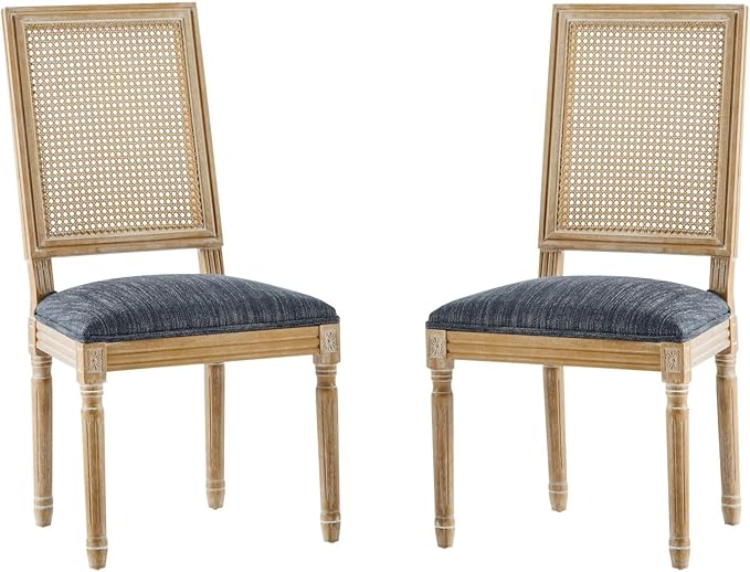 Merax Upholstered Solid Wood Dining Chairs Set of 2, French Country Style - Image 6
