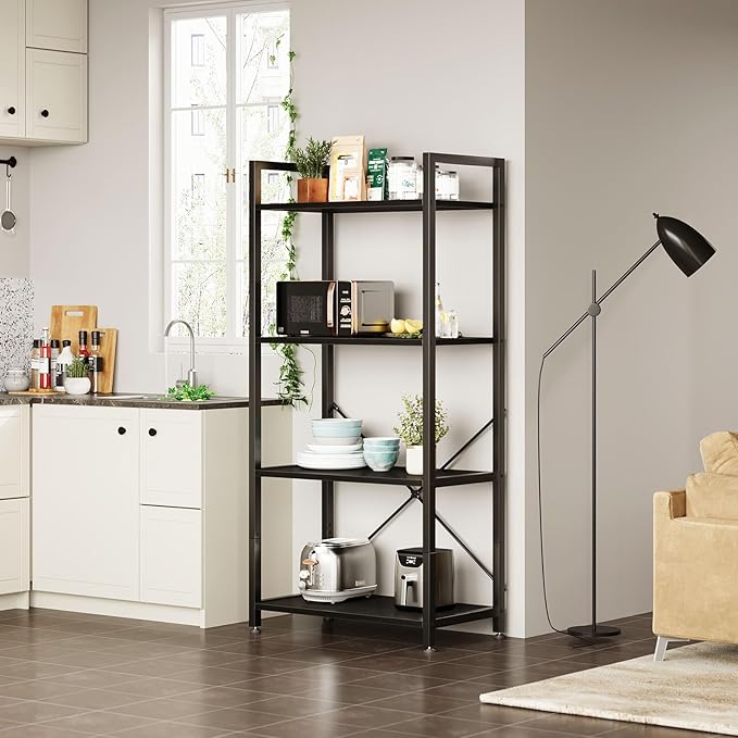 Casaottima Book Shelf, 4 Tier Bookshelf, Modern Wood Bookcase Shelves - Image 7