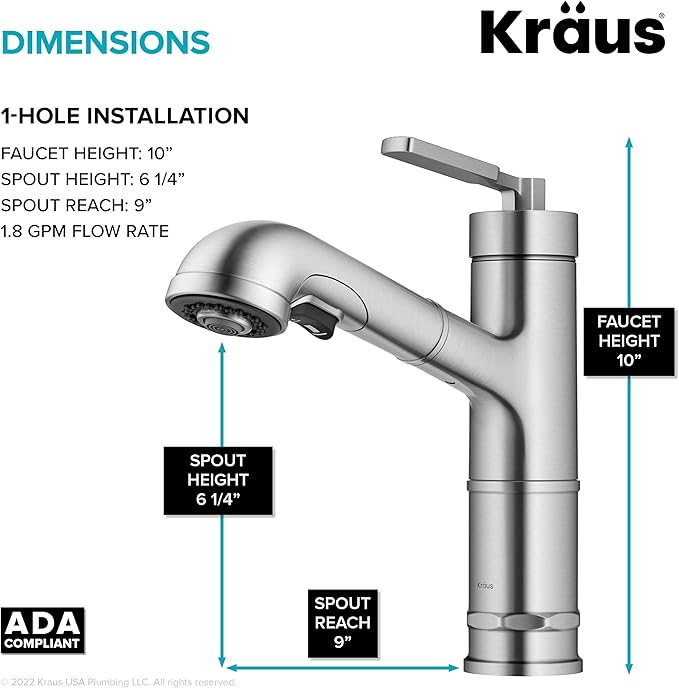 KRAUS Allyn Pull-Out Single Handle Kitchen Faucet in Spot-Free Stainless Steel - Image 5