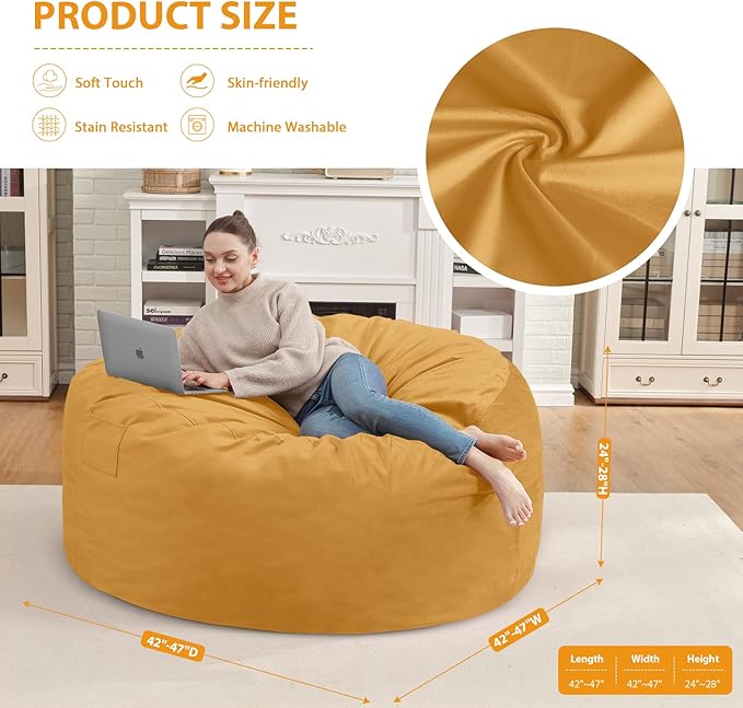 4FT Bean Bag Chair, Large Bean Bag Chairs - Image 3