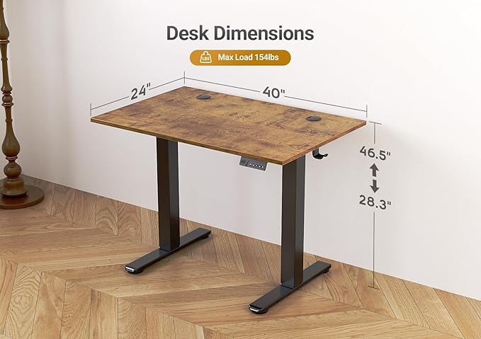 Seang Electric Standing Desk Adjustable Height, 40 x 24 Inch Sit Stand Desk - Image 3