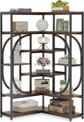 LITTLE TREE Large Corner Bookshelf Industrial Bookcase by LITTLETREE