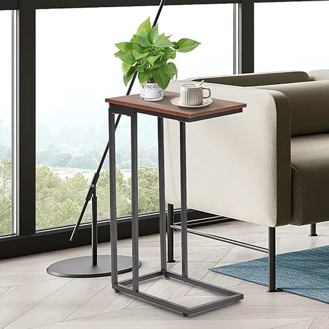 C-Shaped End Table, TV Tray Set of 2, Couch Side Laptop Table, - Image 7