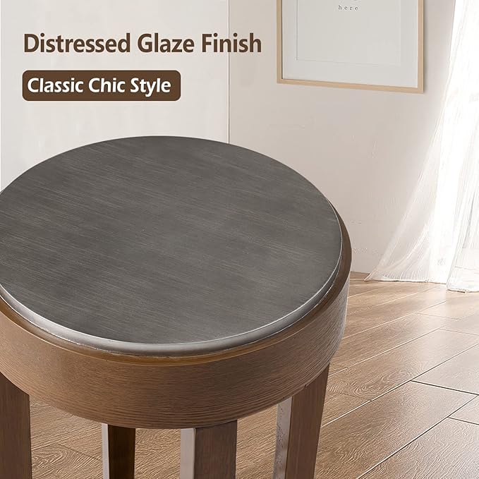 COSIEST Round End Table, 2-Tier Classic Brown Side Table, Farmhouse Wood Accent - Image 5