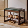 Solid Wood Shoe Bench, 2-Tier Wooden Storage Entryway Bench, Small Storage by AutoHenair