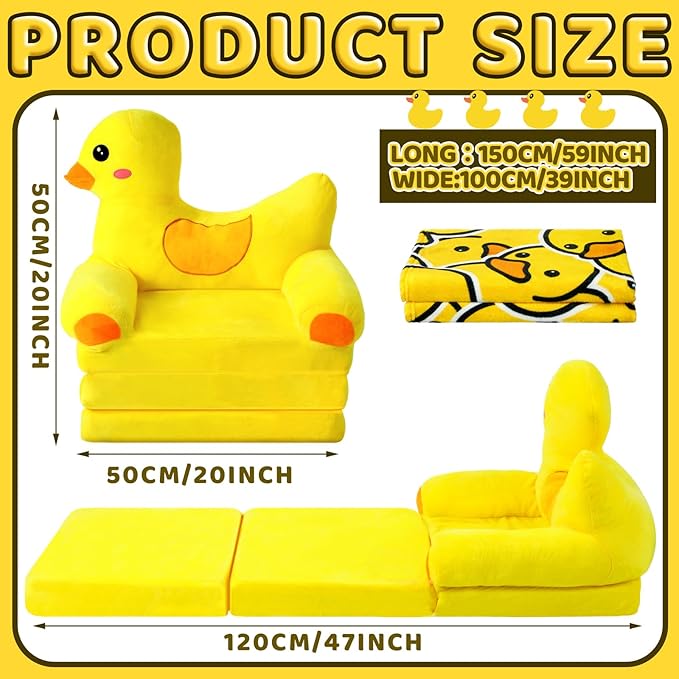 Duck Kids Couch Fold Out 2-in-1 Toddler Sofa Fold Out - Image 3