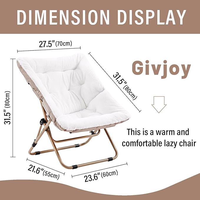 Comfy Folded Chair, Soft Faux Fur Oversized Folding Chair, Flexible Lounge Lazy - Image 3