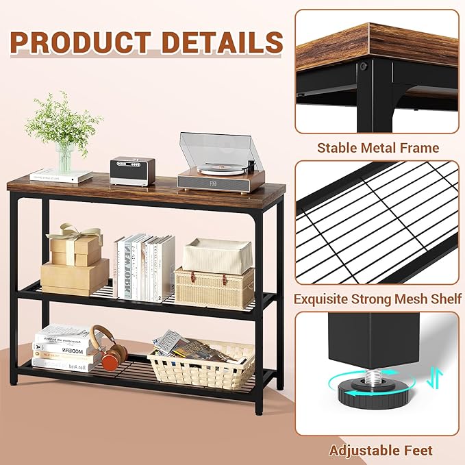 47" Console Table, 3-Tier Entryway Table, Sofa Table - Image 6
