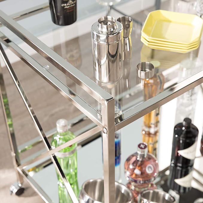 SEI FURNITURE Southern Enterprises Maxton Bar cart, Polished Silver - Image 9