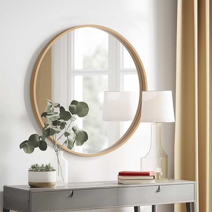 HOMECOOKIN Round Wood Mirror, Living Room - Image 7