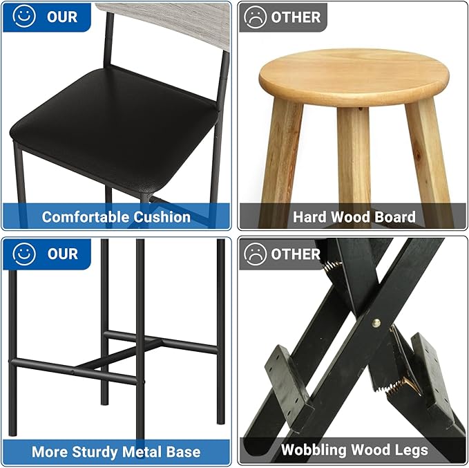GarveeHome Bar Stools Set of 2, Upholstered Height Bar Stools - Image 7