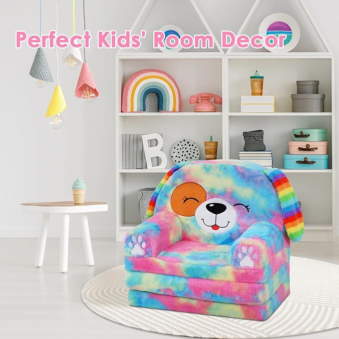 Kids Couch Comfy Foldable Kids Sofa to Lounger 2 in 1 Toddler Chair Plush Baby - Image 7