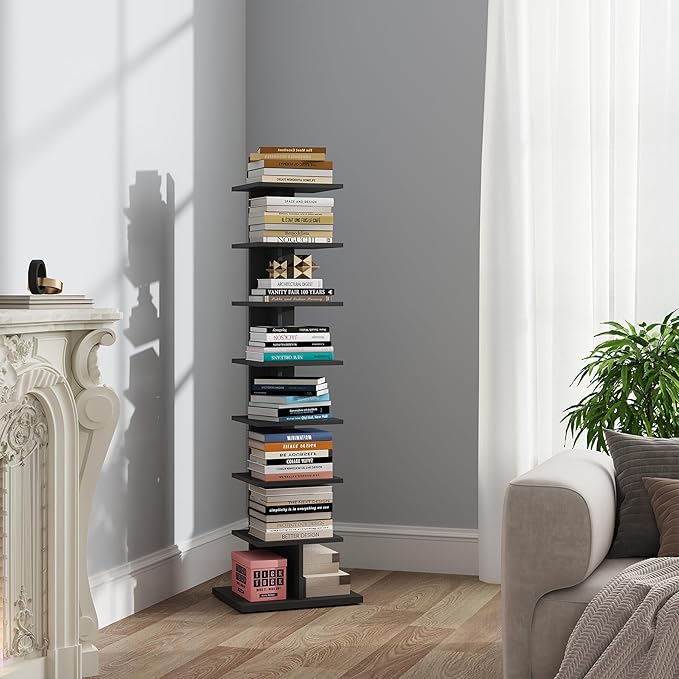 TUTOTAK Narrow Bookshelf, 8-Tier Bookcase, Spine Book Shelf by WelcometotheTUTOTAKHome