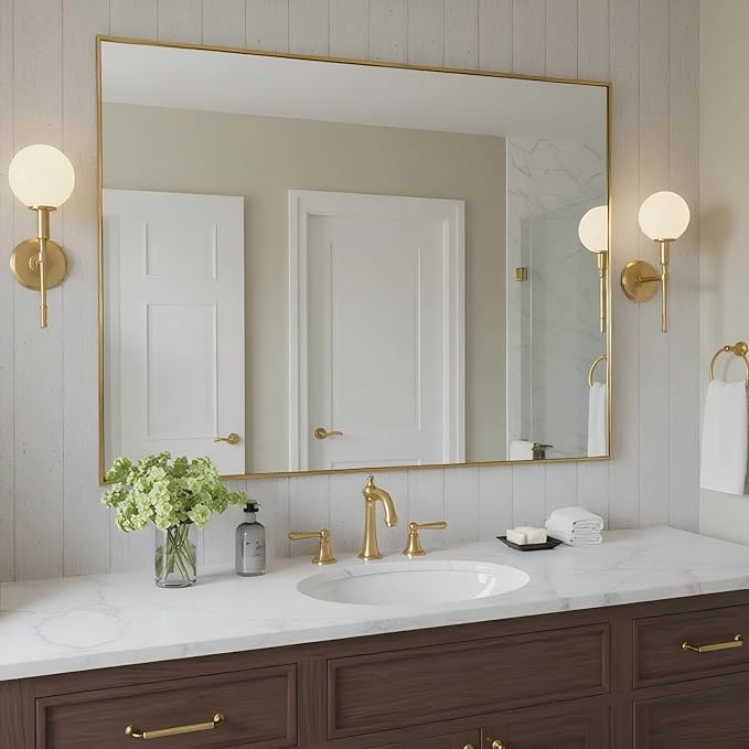 30x40 Inch Brass Bathroom Mirror - Image 4