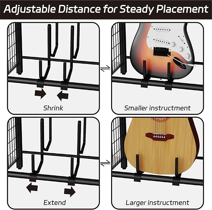 End Table with Guitar Stand, Record Player Stand, Vinyl Records Storage - Image 6