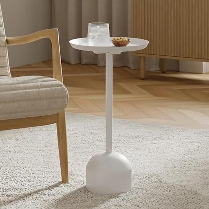 Round Metal Drink Table, Pedestal Drink Desk, Modern Home, and Living Room by Stead