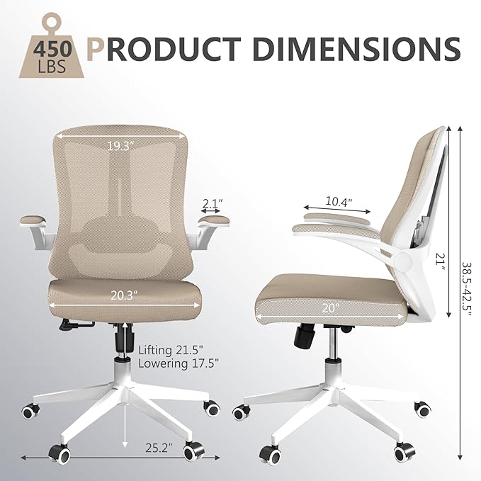 Office Chair, Ergonomic High Back Comfy Desk Chairs and Flip-up Armrest Lumbar - Image 2