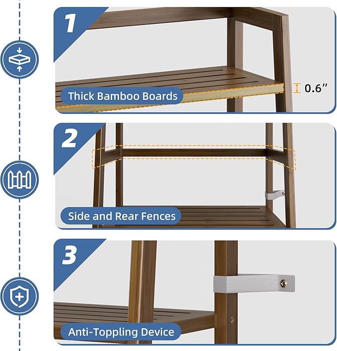 HITNET Ladder Shelf, 4-Tier Bamboo Bookshelf, Freestanding Open Display Storage - Image 6