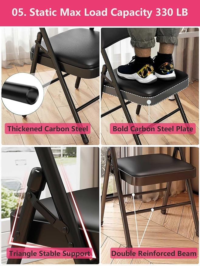 Black Padded Folding Chairs - Image 5