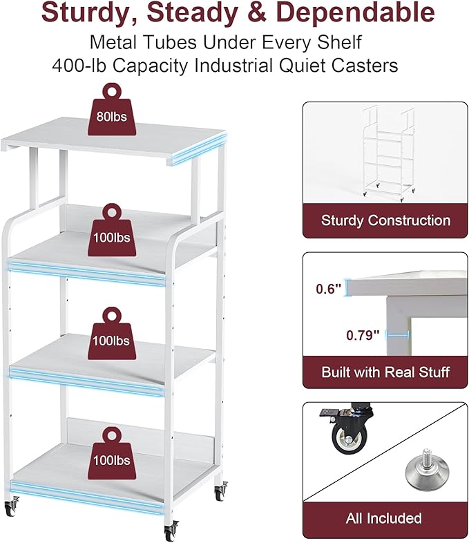 4 Tier White Printer Stand - Image 3
