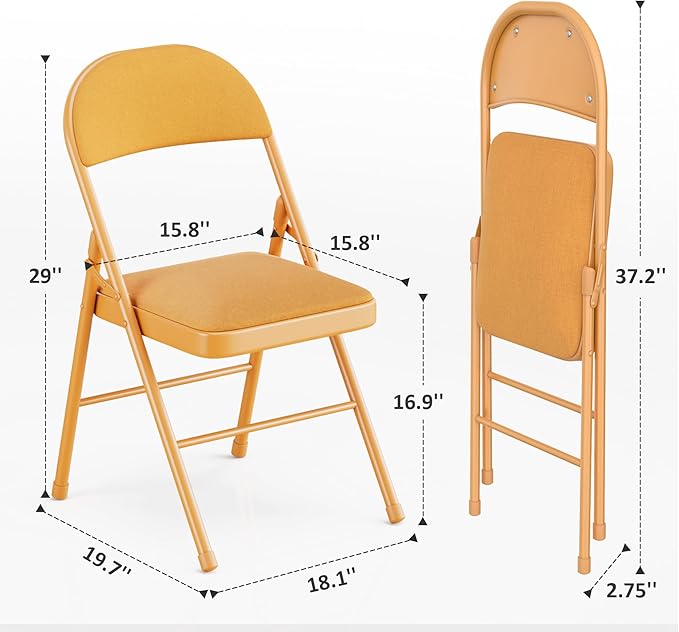 VECELO 4-Pack Folding Chairs Portable Metal - Image 3