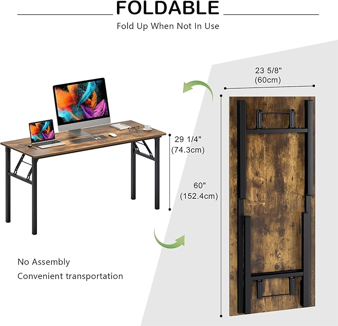 Need Home Office Desk Large Computer Desk 60 inch Sturdy Table Foldable Desk - Image 3