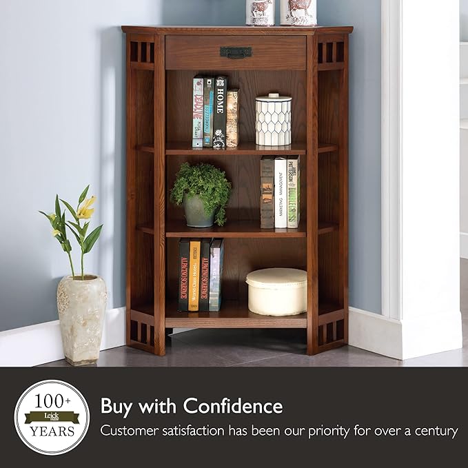 Leick Home 82263 Mission Mantel Height Corner Bookcase - Image 9