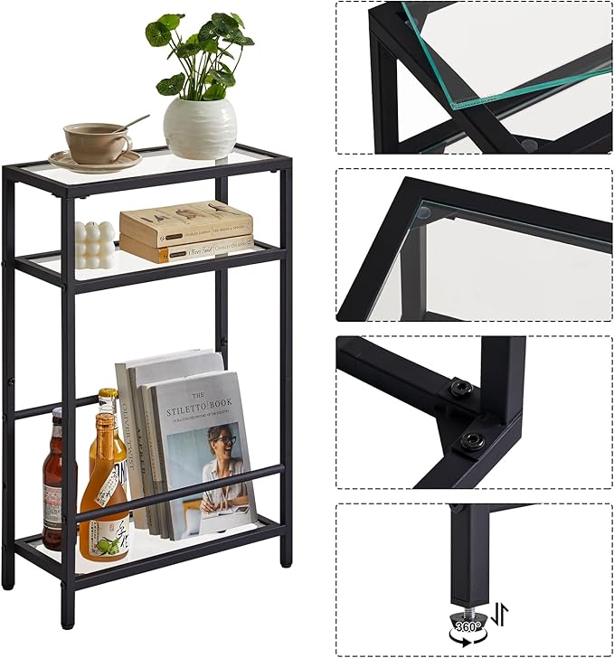 IBUYKE Narrow Side Table with Storage Shelf, 3 Tier Slim End Table, Modern Sofa - Image 7