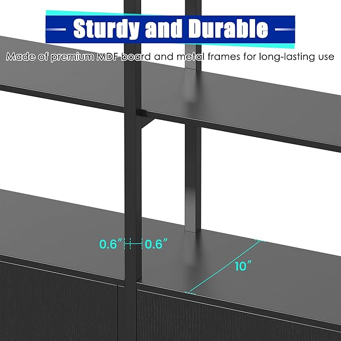 Triple Wide 5 Tier Tall Arched Bookshelf and Bookcase - Image 5