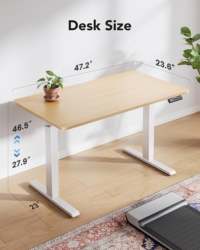 HUANUO 48" x 24" Electric Standing Desk Adjustable Height, 4 Memory Height - Image 3
