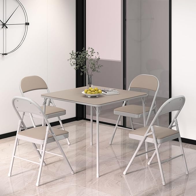 VECELO Portable Folding Card Table Square and Chair Set - Image 6