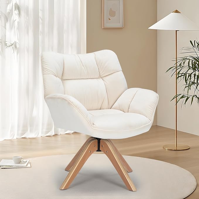 Mid Century Accent Chair, Fabric Desk Chair, Modern Cozy Vanity Chair no - Image 8