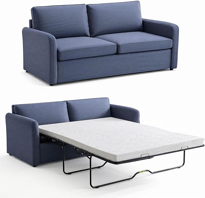 Queen Pull Out Sofa Bed, 2-in-1 Convertible Sleeper Sofa Couch by Mixcous