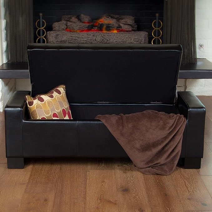 Ball & Cast 50.8" Upholstered Leather Storage Ottoman - Image 2
